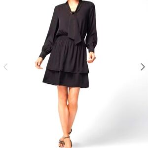 Long Sleeve Beaded Smocked Blouson Dress